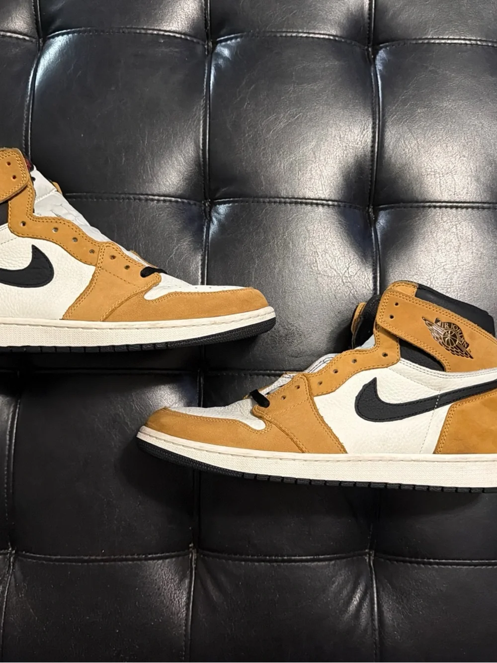 Jordan High-Top Sneakers in Mustard/White/Black